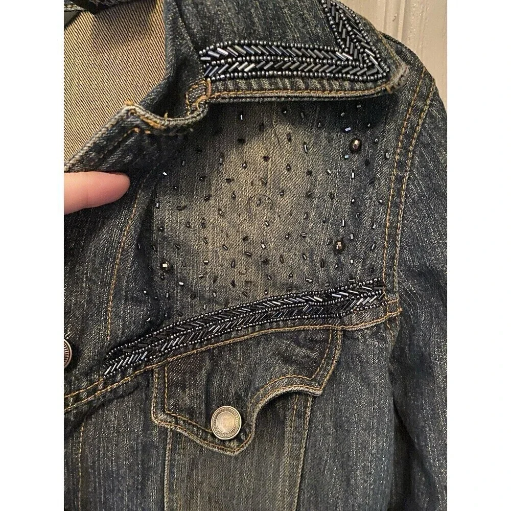 Gordon James embroidered Denim Jean Western studded Jacket Size Small